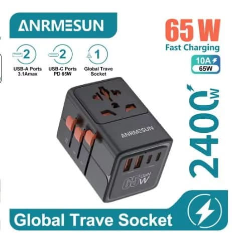 ANRMESUN 65W GaN 범용 여행용 어댑터