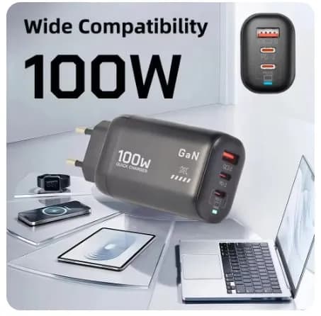 한국플러그 100W GaN PD 타입 C 고속충전기