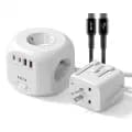 주파집 전세계 호환 4구 4포트 여행용 멀티어댑터 1.8M 케이블