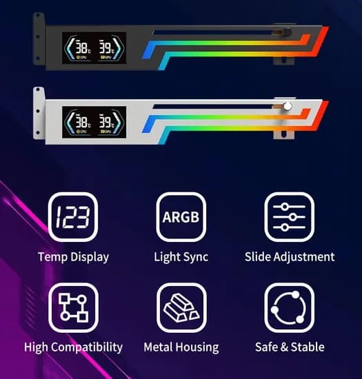 파워 트레인 Z-X6 ARGB 5V 3PIN 그래픽 카드 브래킷 높이 조절 가능