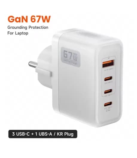 Toocki 67W GaN 접지형 USB C 4포트 충전기