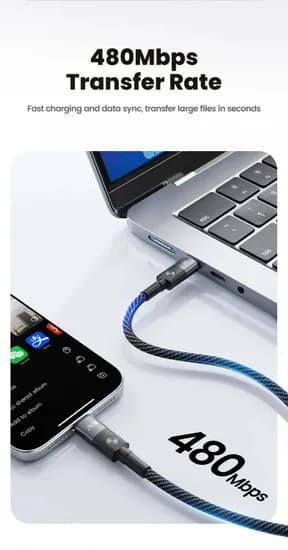 투키 240W USB C to Type C 케이블 PPS PD240W 초고속 충전 USB C 케이블 브레이디드 데이터 케이블