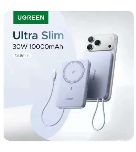 UGREEN 울트라 슬림 30W 10000mAh 파워 뱅크 마그네틱 무선충전기