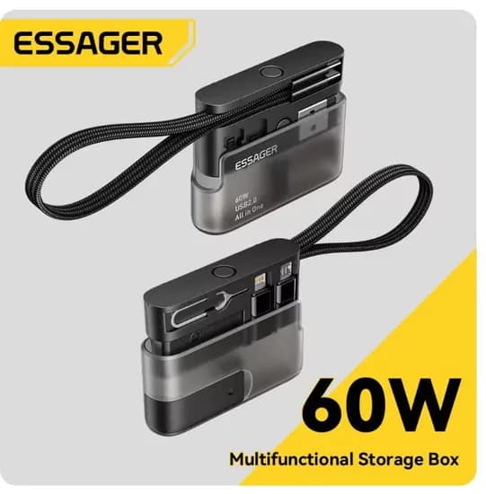 에사저 PD 60W USB C 케이블 세트 아이폰 7/16/15용 고속 충전 여행용
