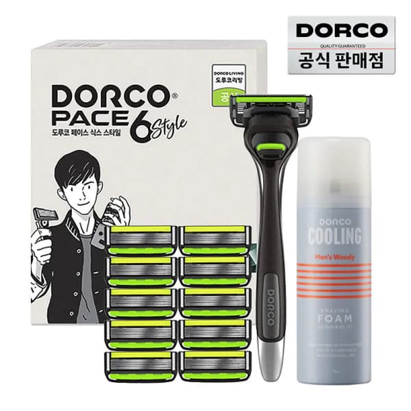 도루코 페이스6스타일 면도세트 2호(면도기+면도날 총 11입+쉐이빙폼 74ml)
