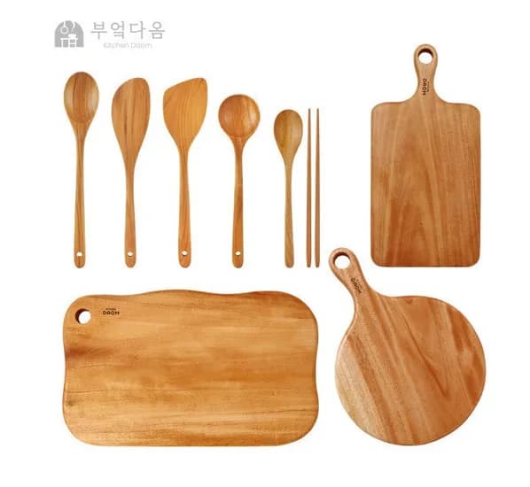 프리미엄 마호가니 통원목 항균우드 도마 조리도구 45종 티크/레인트리 등 우드감성 특가