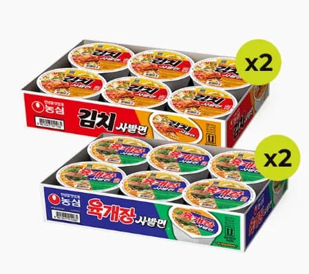 농심 육개장 사발면 12개 + 김치 사발면 12개 (카카오페이)