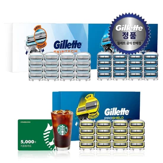 질레트 2024 프로쉴드·스킨텍·칠 면도날 16입 + 엘포3천 + 스벅5천 증정