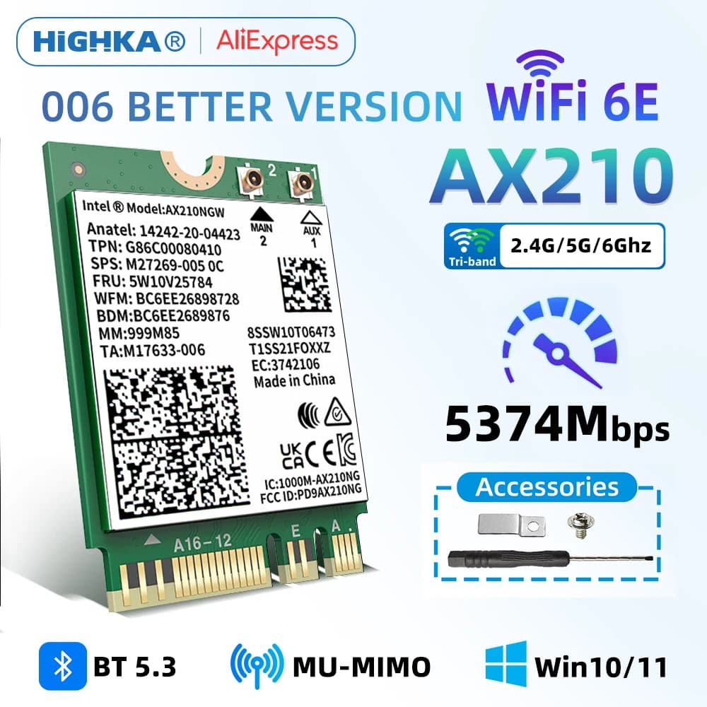 WiFi6E AX210 WiFi 카드 (교체용 카드만)