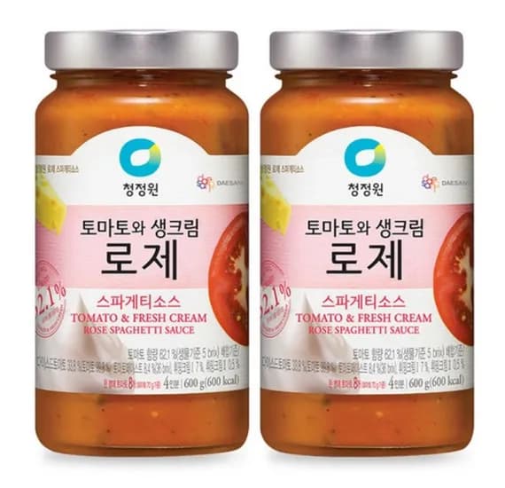 청정원 토마토와 생크림 로제 스파게티소스, 600g, 2개 (와우)
