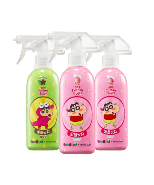 온더바디 코튼풋 발을씻자 풋샴푸 385ml x 3개 복숭아향 민트초코향 교차선택가능