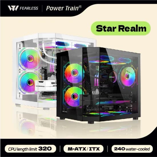 Powertrain Star Realm 270도 파노라마 강화유리 M-ATX CASE