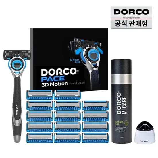 도루코 페이스3D모션 홈쇼핑 세트1호(면도기+면도날 총15입+쉐이빙폼+스탠드)