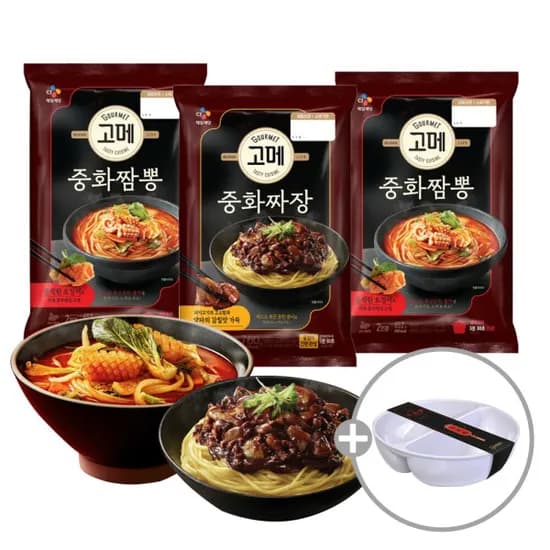 고메 중화짬뽕 652g x 2개 + 고메 중화짜장 760g x 1개 + 증정 짬짜면 그릇