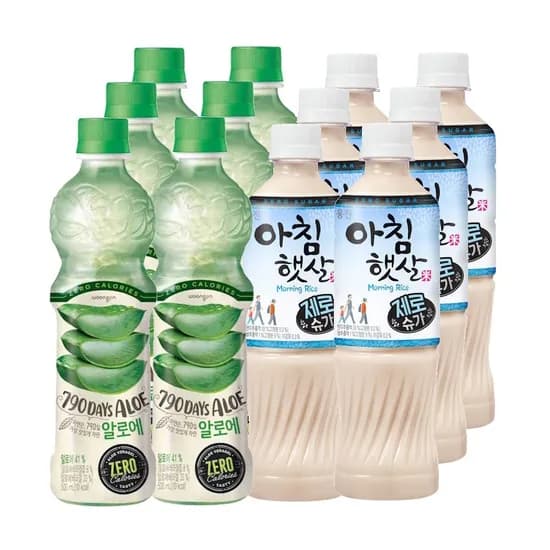 자연은 알로에 제로+아침햇살 제로 500ml 12페트 (10,540원/무료)