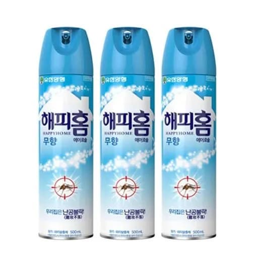 해피홈 날파리 모기 박멸 에어로졸 무향 3개