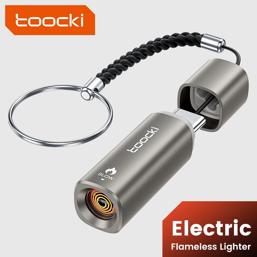 Toocki 미니 USB-C 라이터 텅스텐 와이어 프레스 및 블로우 안전 휴대용 TypeC 담배 라이터