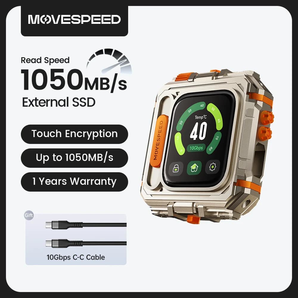 MOVESPEED 터치 패스워드 외장SSD 1TB 화이트/블랙