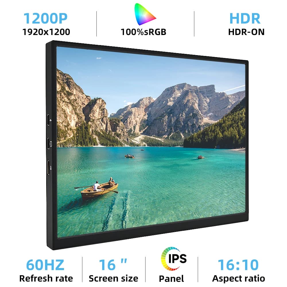 ZSUS 16 휴대용 모니터 100% sRGB 1200P IPS