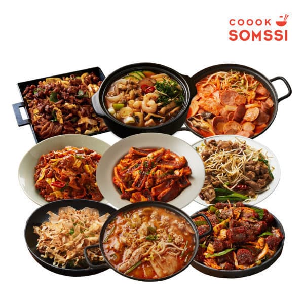쿡솜씨 밀키트 세트 4종 (제육, 오징어, 김치찌개, 된장찌개)