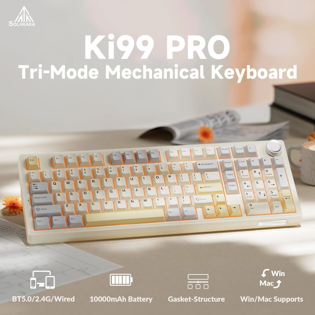 SOLAKAKA Ki99 Pro 유무선 키보드 크림화이트