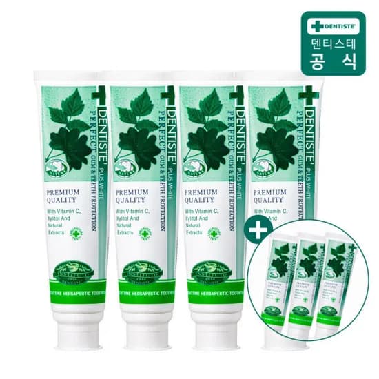 덴티스테 오리지널 플러스 화이트 프리미엄 치약 160g 4개 미니치약 20g 3개