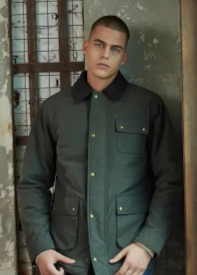 버커루 배색 왁스바버자켓