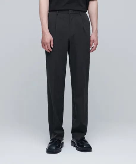 무탠다드 로 엣지 커팅 와이드 슬랙스 차콜그레이