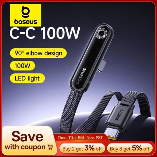 베이스어스 MVP3 엘보우 USB C 케이블 100W