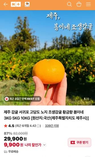 제주 감귤 서귀포 고당도 노지 조생감귤 꼬마과 3kg
