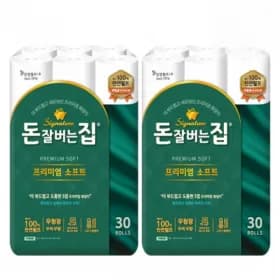 돈잘버는집 프리미엄 천연펄프 화장지 30롤 x2