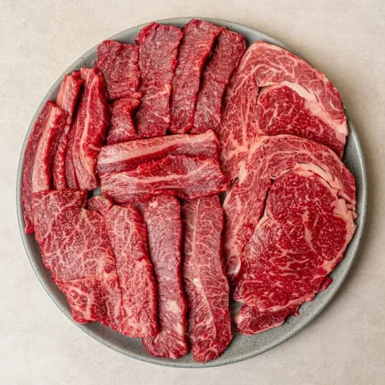 온누리푸드 한우 한판 800g (갈비 400g + 등심 400g)