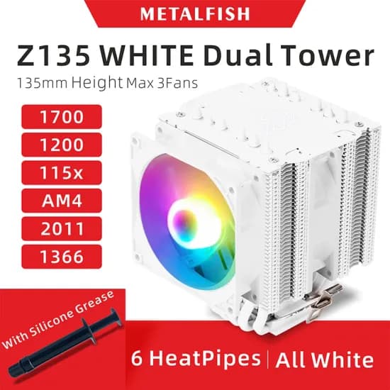 Metalfish z135 92mm 6파이프 화이트 듀얼타워 쿨러