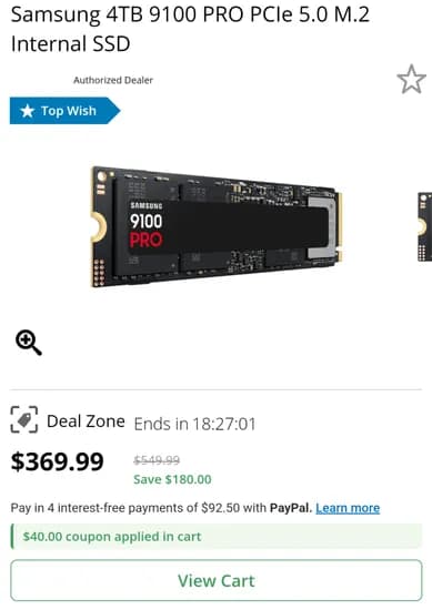 삼성 4TB 9100 PRO PCIe 5.0 M.2 내장 SSD