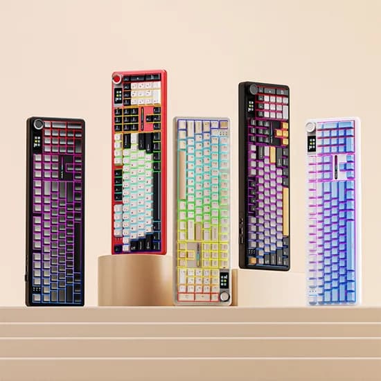 Aula 독거미 F108 pro 기계식 키보드 풀배열 핫스왑 블루투스 8000mAh 2.4G RGB 블랙옐로우 청우축