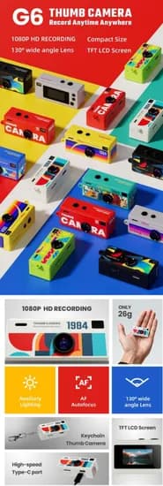 차메라 레트로 미니 카메라 키링 G6 1080P 초소형 디지털 카메라 32G SD카드 카드리더기 포함