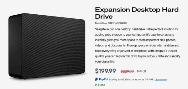 Seagate Expansion 16TB 외장하드 외 24TB 모델