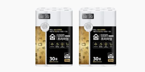 숨 블랙 화장지 3겹 30m 30롤 x 2팩