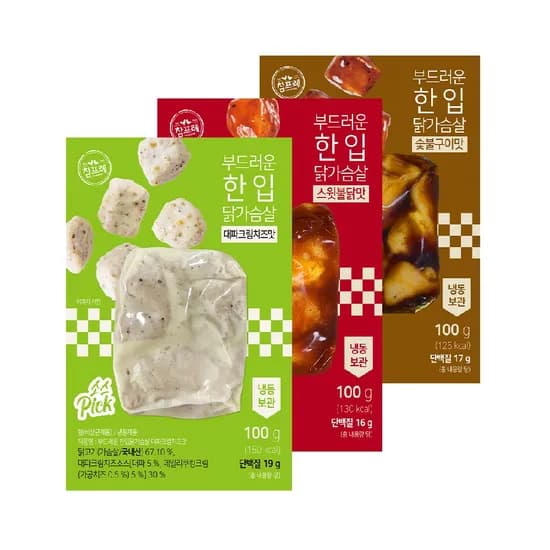 참프레 한입 소스 닭가슴살 100g 3종 혼합구성 30팩