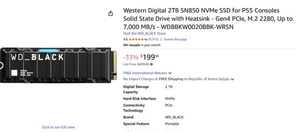 WD BLACK SN850 2TB NVMe SSD