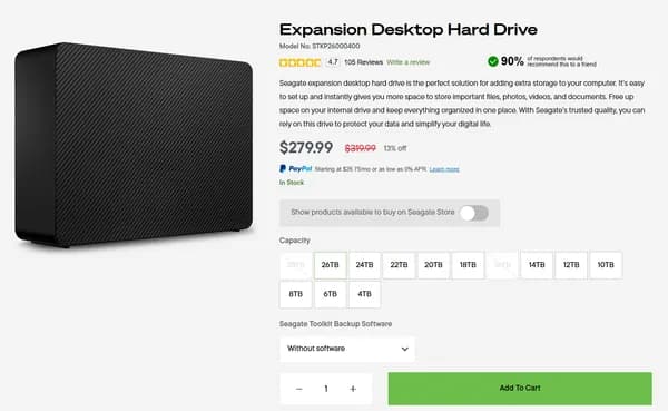 Seagate Expansion 26TB 외장하드