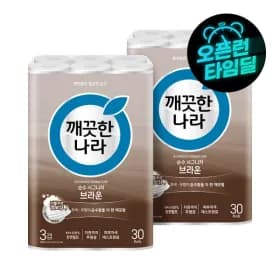 깨끗한나라 순수시그니처 화장지 브라운 30m 30롤 2팩