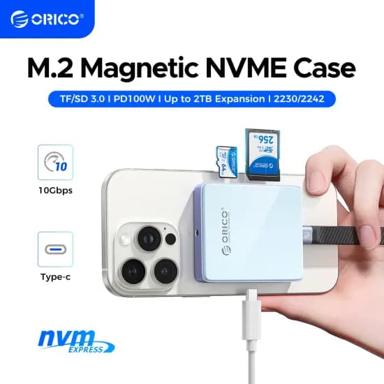오리코 외장 SSD 케이스 M.2 NVMe 마그네틱  TF 카드 리더 PD 100W 10Gbps