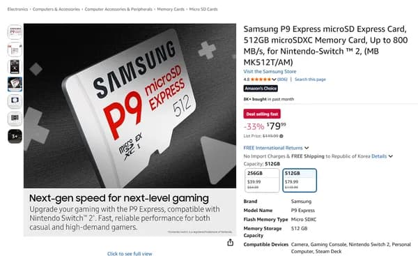 Samsung P9 microSD Express 512GB