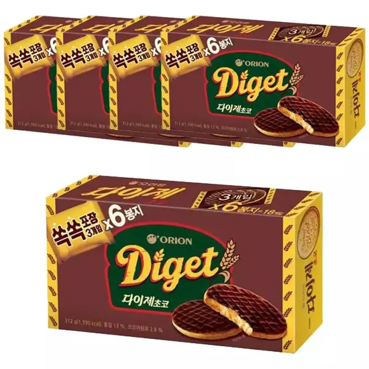 오리온 다이제 초코 312g, 5개 티멤버십