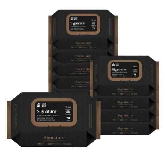 고평량 63gsm 도톰한 숨 시그니처 저자극 물티슈 70매 10팩