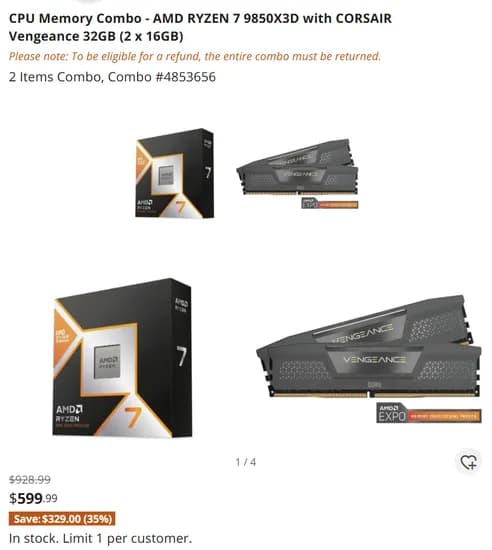9850X3D + CORSAIR Vengeance 32GB 콤보