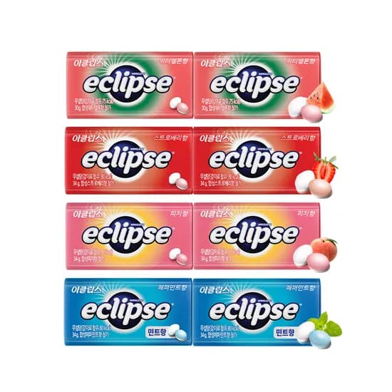 이클립스 페퍼민트 워터멜론 피치 스트로베리 4종 각 2개