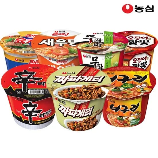 큰사발 신라면 새우탕 튀김우동 무파마 짜파게티 너구리 오징어짬뽕 농심 16개