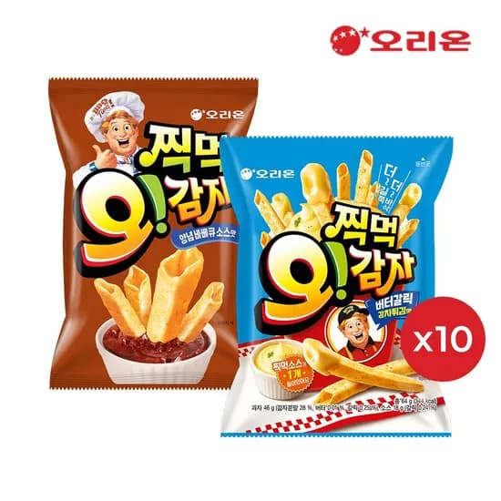 찍먹 오감자 버터갈릭감자튀김 64g 10개 양념바베큐 75g 10개